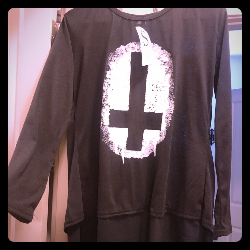 Chiffon long sleeve goth cross